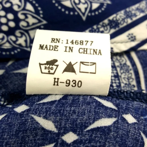 Boho Blue and White Peasant Top (F=M-L) - Picture 12 of 12